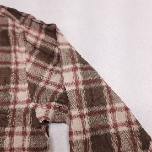 Windham Pointe Madras Flannel Casual Button Up Shirt Mens Size Small S Brown - Picture 5 of 10